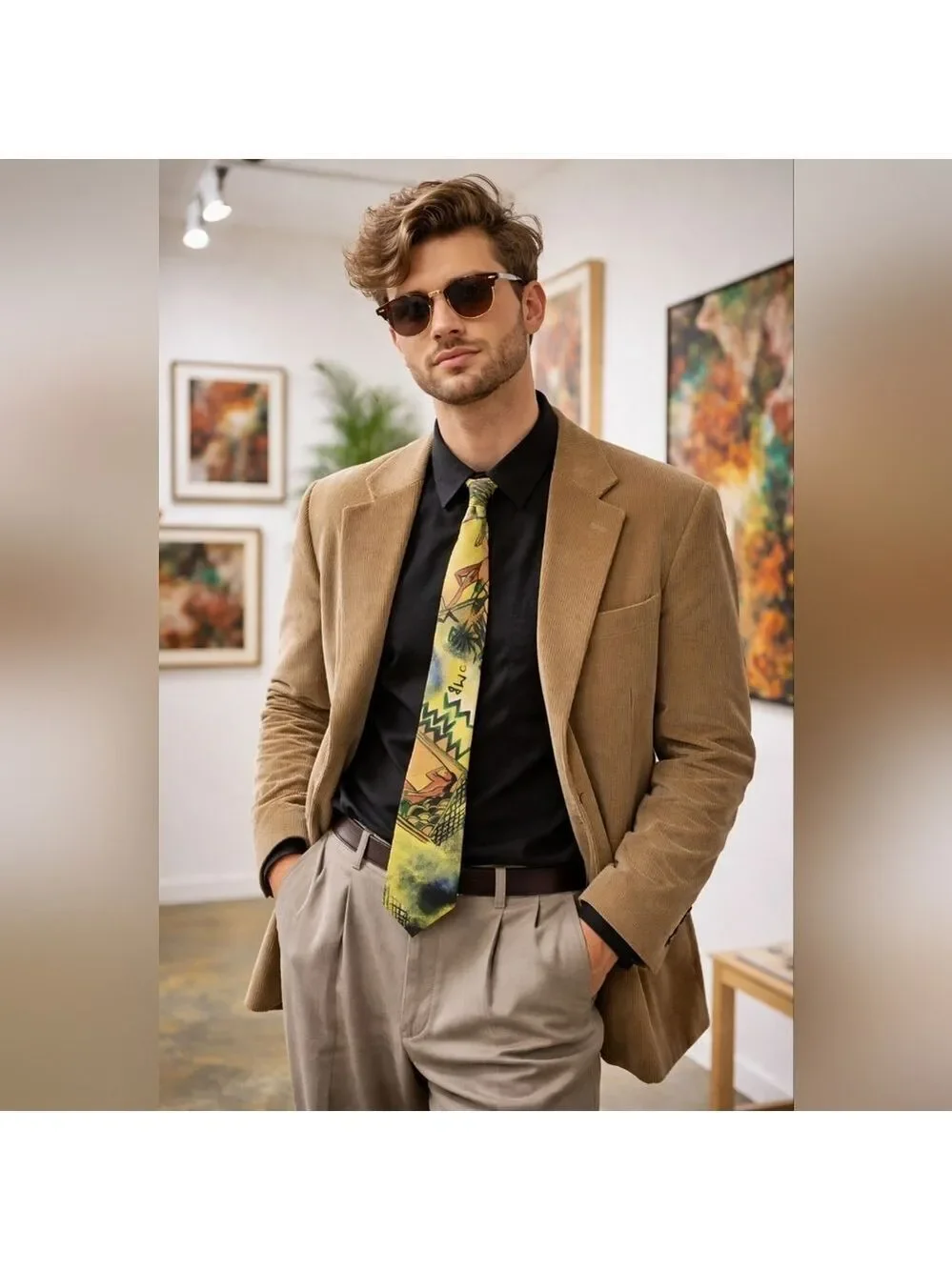 Vintage Attitudes Artsy Retro Art Print Tie Abstract Woman Graphic Necktie